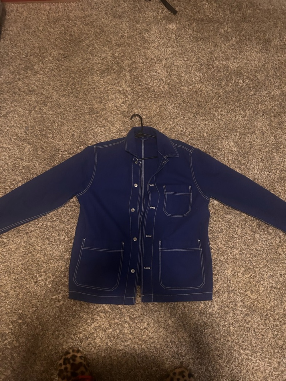 H&M Navy Jacket with White Contrast Stitching
